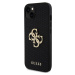 Guess Perforated 4G Glitter Metal Logo Kryt pre iPhone 13, Čierny
