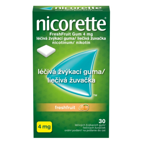 NICORETTE Freshfruit Gum 4 mg liečivé žuvačky 30 ks