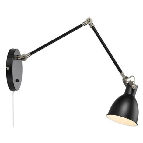 Čierna nástenná lampa Markslöjd House, dĺžka ramena 84,5 cm
