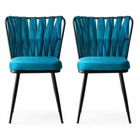 Sada 2 ks jedálenských stoličiek Kusakli modrá/čierna Kalune Design