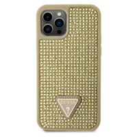 Guess Rhinestones Triangle Metal Logo Kryt pre iPhone 12/12 Pro Gold