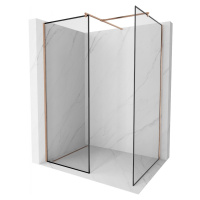 MEXEN/S - Kioto Sprchová zástena Walk-in 100 x 90 cm, čierny vzor, meď kartáčovaná 800-100-202-6