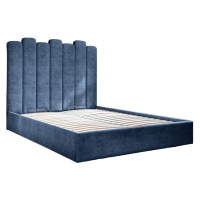 Modrá čalúnená dvojlôžková posteľ s úložným priestorom s roštom 140x200 cm Dreamy Aurora – Miufo