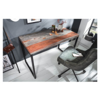 Estila Industriálny písací stôl Elements z masívneho palisandrového dreva s čiernou kovovou konš