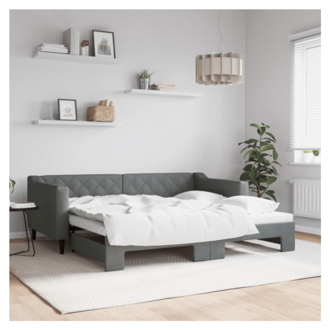 vidaXL Denná posteľ s rozkladacou posteľou tmavosivá 90x190 cm látka