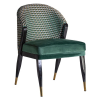 Estila Art-deco dizajnová čalúnená jedálenská stolička Brilon s poťahom zo zamatu so vzorom zele