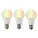 Inteligentná sada 3 E27 RGBW LED lampy A60 9W 800 lm 2200-4000K