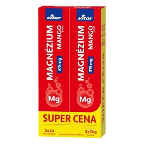 VITAR Magnézium 375 mg duopack mango 2 x 20 šumivých tabliet Vitar Veteriane
