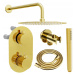 MEXEN/S MEXEN/S - Kai DR70 podomietkový sprchový SET + slim sprcha 30 cm, zlatý 77602DR7030-50