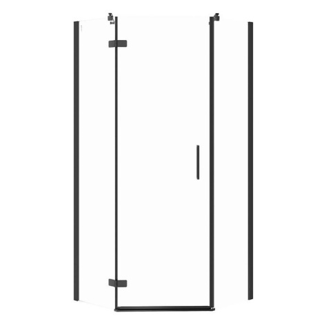 Cersanit Jota, 5-uhoľníkový sprchovací kút 90x90x195 cm, ľavé dvere, 6mm číre sklo, čierny profi