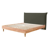 Tmavozelená/prírodná dvojlôžková posteľ s roštom 160x200 cm Charlie – Bobochic Paris