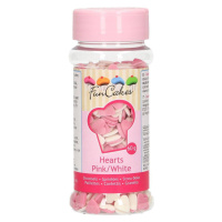 Cukrové srdiečka bielo-ružové 60 g - FunCakes