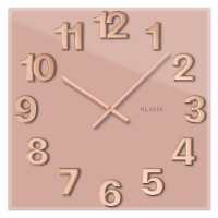 Sklenené štvorcové nástenné hodiny, pudrové VCT1108 Glassico 40cm