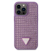 Guess Rhinestones Triangle Metal Logo Kryt pre iPhone 14 Pro Max Purple