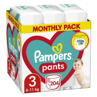 PAMPERS Pants Nohavičky plienkové jednorázové 3 (6-11 kg) 204 ks - MESAČNÁ ZÁSOBA