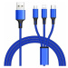 PremiumCord kábel USB 3v1 - USB-C / micro USB / Lightning modrý 1,2m