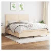 vidaXL Posteľný rám boxspring s matracom krémový 180x200 cm látka