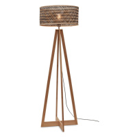 Stojacia lampa s bambusovým tienidlom v čierno-prírodnej farbe (výška 145 cm) Java – Good&Mo