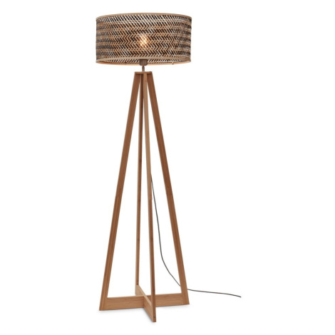 Stojacia lampa s bambusovým tienidlom v čierno-prírodnej farbe (výška 145 cm) Java – Good&amp;Mo Good&Mojo
