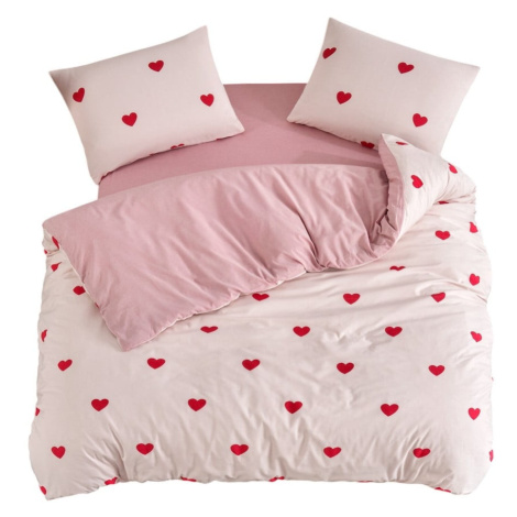 Ružové obliečky na dvojlôžko/predĺžené s plachtou/4-dielne 200x220 cm Red Heart – Mila Home