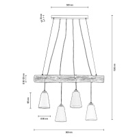 Závesná lampa Como, 4-plameňová, orech