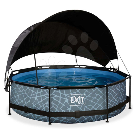 Bazén so strieškou a filtráciou Stone pool Exit Toys kruhový oceľová konštrukcia 300*76 cm šedý 