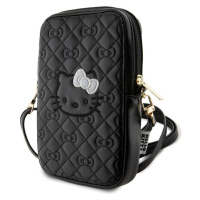 Hello Kitty PU Leather Quilted Pattern Kitty Head Logo Phone Bag Black