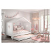 Biela domčeková detská posteľ z borovicového dreva s výsuvným lôžkom a úložným priestorom 90x200