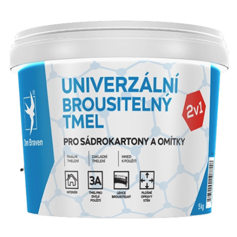 DEN BRAVEN - Univerzálny brúsiteľný tmel biela 14 kg