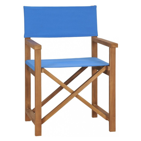 Režisérska stolička teakové drevo Dekorhome Modrá vidaXL