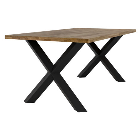 Jedálenský stôl, masívne dubové drevo/čierna, 180x100 cm, NILER Tempo Kondela