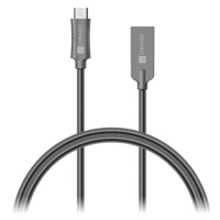 Connect Wire Steel Knight Micro USB - USB, kovový anthracite, 2,1 A , 1 m
