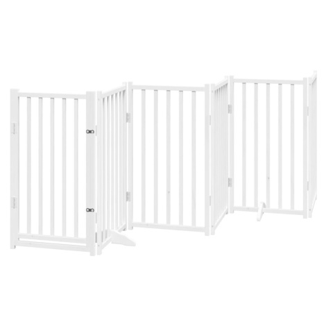 vidaXL Brána pre psa s dverami sklad. 6 panelov masívne jedľové drevo