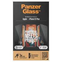 PanzerGlass - Tvrdené sklo UWF Privacy s aplikátorom pre Apple iPhone 15 Plus, čierna