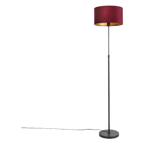 Stojacia lampa čierna so zamatovým odtieňom červená so zlatou 35 cm - Parte QAZQA
