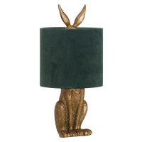Estila Dizajnová stolná lampa Jarrona Gold s podstavcom v tvare králika a so zeleným tienidlom 5