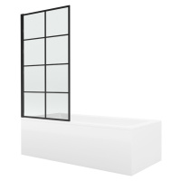 MEXEN/S - Cubik obdĺžniková vaňa 170 x 70 cm s panelom + vaňová zástena 80 cm, čierna vzor fix 5