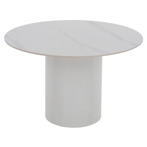 KONDELA Mahir Typ 1 120 okrúhly jedálenský stôl biely mramor / biela Tempo Kondela