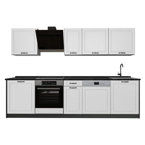 Vicco KUCHYNKA R-Line, Biely vidiecky dom/antracitová, 280 cm antrasiitti työtaso