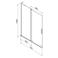 MEXEN/S - Velar L dvojkrídlová posuvná vaňová zástena 75 x 150 cm, transparent, čierna 896-075-0