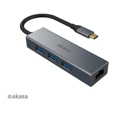 AKASA USB Type-C 4-v-1 rozbočovač s Ethernetom