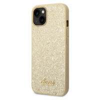 Kryt na Apple iPhone 14 Plus Guess Glitter Flakes Metal Logo GUHCP14MHGGSHD zlaté