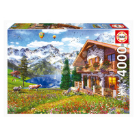 Puzzle Chalet in the Alps Educa 4000 dielov a Fix lepidlo