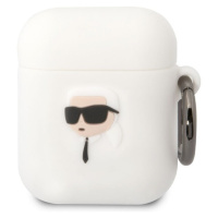 Karl Lagerfeld 3D Logo NFT Karl Head Silikónové Puzdro pre Airpods 1/2 White