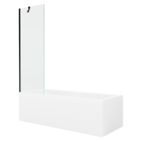 MEXEN/S - Cubik obdĺžniková vaňa 150 x 70 cm s panelom + vaňová zástena 60 cm, transparent, čier