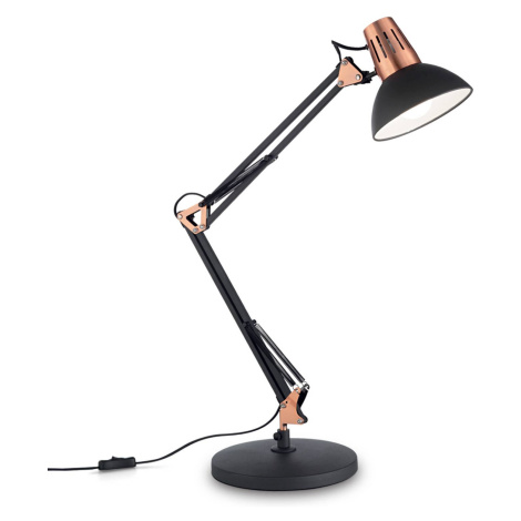 Stolná lampa Wally s kĺbovým ramenom čierna/medená IDEAL LUX