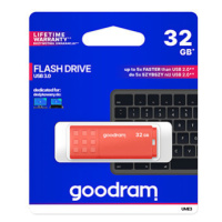 Goodram USB flash disk, USB 3.0, 32GB, UME3, oranžový, UME3-0320O0R11, USB A, s krytkou