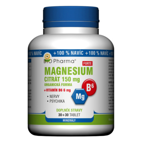 BIO PHARMA Magnesium citrát Forte 150 mg + Vitamín B6 30+30 tabliet