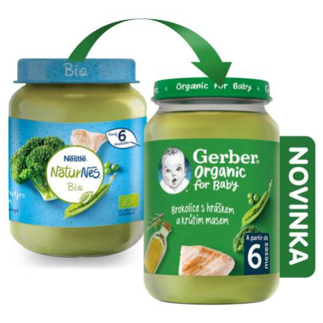 GERBER Organic detský príkrm brokolica s hráškom a morčacím mäsom 190 g