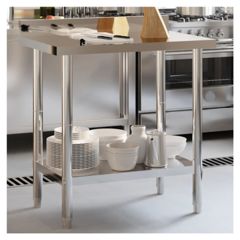 vidaXL Kuchynský pracovný stôl so zástenou 82,5x55x93 cm oceľ